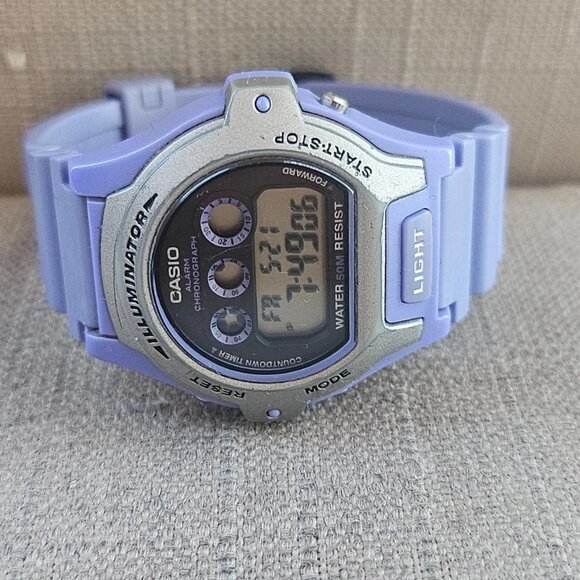 Casio Digital Wristwatch Blue Rubber Strap Multi Functional Illuminator Watch - Picture 4 of 11